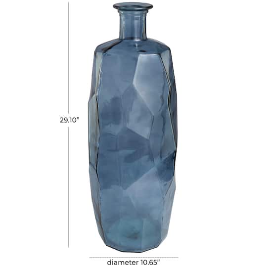 29" Blue Recycled Glass Tall Spanish Bottleneck Vase
